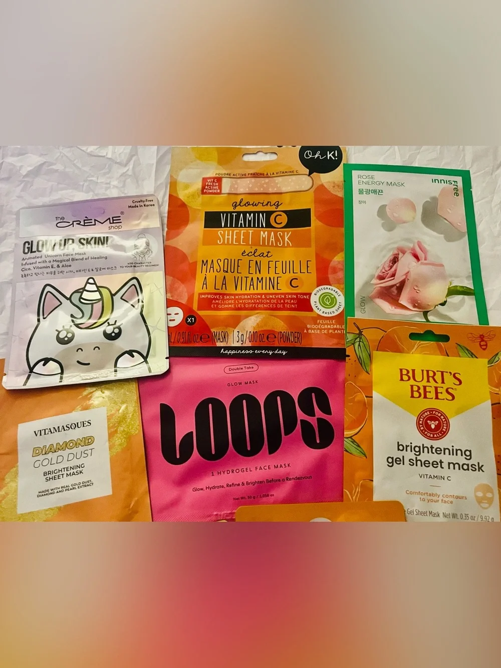 Vitamin C/ Glow Skincare Sheet Mask Bundle (10)
